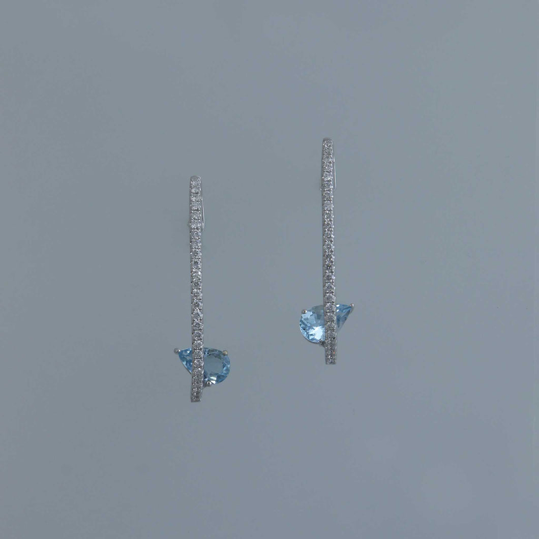 Calder Diamond Half Hoops with Pear Aquamarines