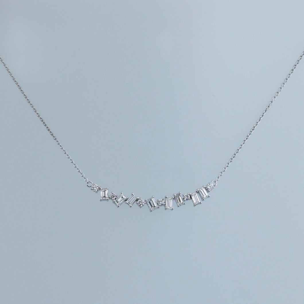 Baguette and Round Diamond Fragment Necklace