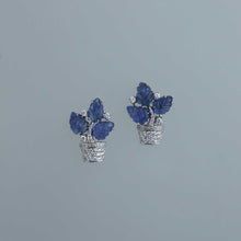 Load image into Gallery viewer, Blue Sapphire Potted Palm Earrings
