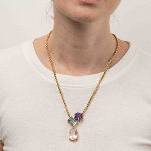 Amethyst, Aquamarine and Rose Quartz Zen Necklace