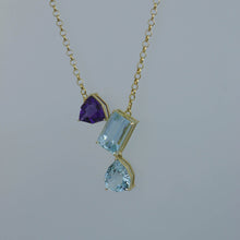 Load image into Gallery viewer, Aquamarine, Color Change Amethyst and Blue Topaz Zen Necklace
