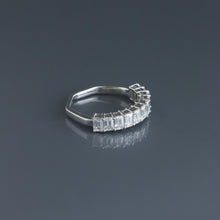 Load image into Gallery viewer, Emerald Cut Diamonds Half Eternity Hex Ring
