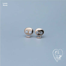 Load image into Gallery viewer, PS ILY Skull earrings in rose gold and diamonds