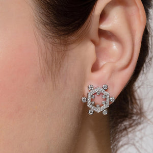 Hexagon Snowflake Diamond Earrings