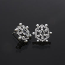 Load image into Gallery viewer, Hexagon White Sapphire Earrings
