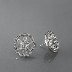 Oval Rose Cut Sapphire Pave Earrings