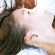 Load image into Gallery viewer, Mismatched White and Tahitian Keshi Earrings in Black and White Gold