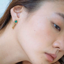 Load image into Gallery viewer, Zambian Emerald Hex Chain Drop Earrings
