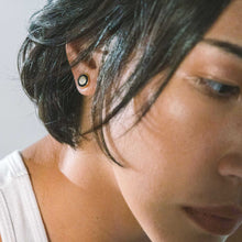 Load image into Gallery viewer, PS ILY Eternity Earrings in Mother of Pearl or Onyx Inlay