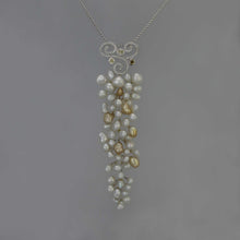 Load image into Gallery viewer, Keshi Pearl Cascade Pendant with Arabesque Diamond Pave
