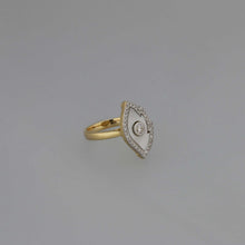 Load image into Gallery viewer, Diamond Bezel and Mother of Pearl Leaf Ring
