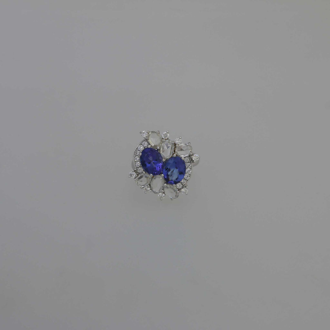 Tanzanite and Rose Cut White Sapphire Ring