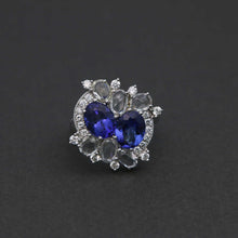 Load image into Gallery viewer, Tanzanite and Rose Cut White Sapphire Ring