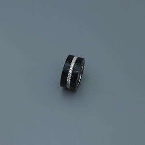 Diamond Eternity Ring with Double Onyx Bands