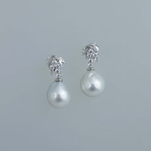 Load image into Gallery viewer, South Sea Pearl Leaf Drop Earrings
