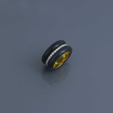 Load image into Gallery viewer, Black Jade Double Band Eternity Ring
