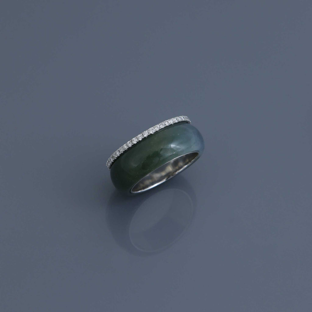Bi-Color Green to White Jade Eternity Ring