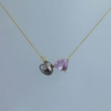 Load image into Gallery viewer, Tahitian Keshi and Trilliant Kunzite Zen Necklace
