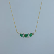 Load image into Gallery viewer, Zambian Emerald Cabochon and Diamond Fragment Necklace
