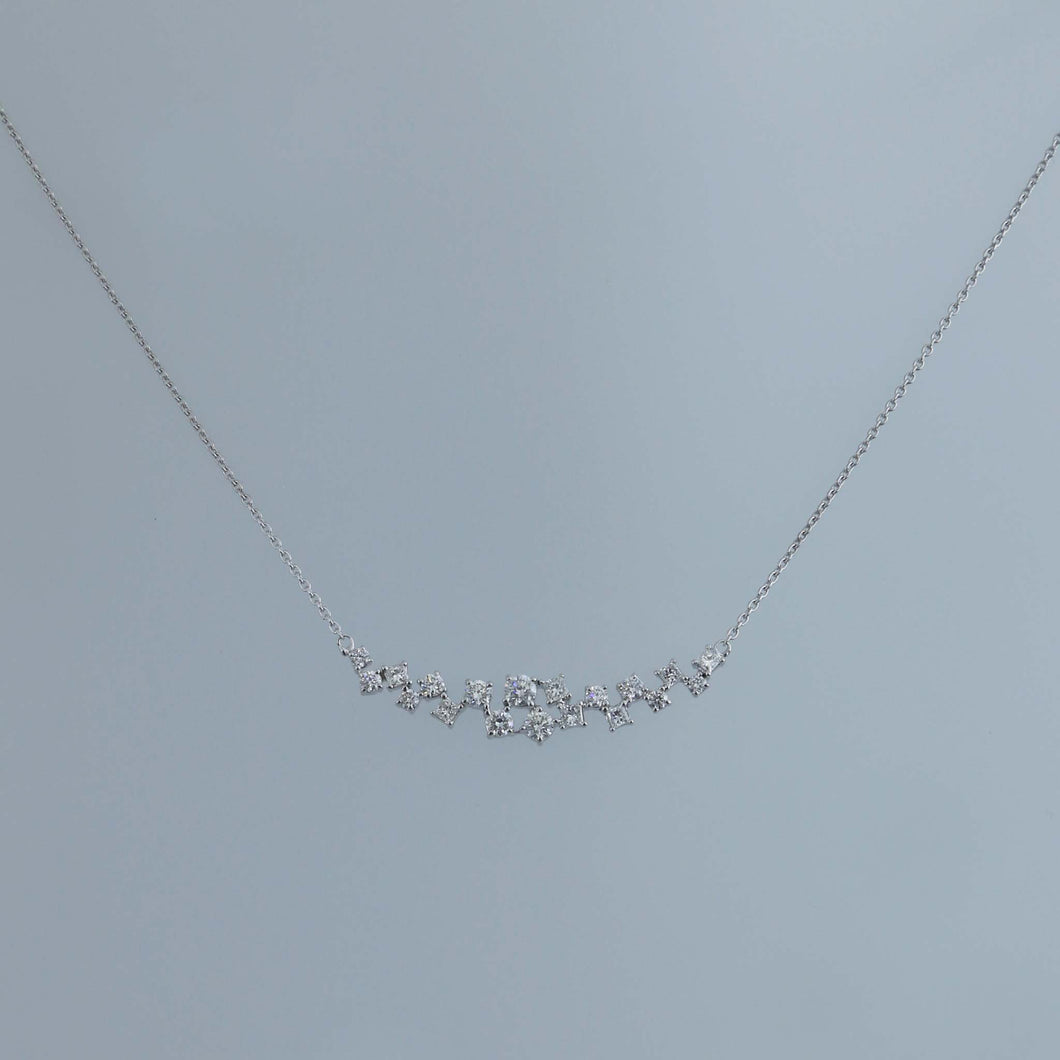 Round and Princess Cut Diamond Fragment Necklace