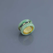 Load image into Gallery viewer, Green Jadeite Double Band Sapphire and Diamond Eternity Ring
