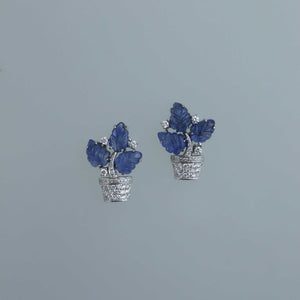 Blue Sapphire Potted Palm Earrings