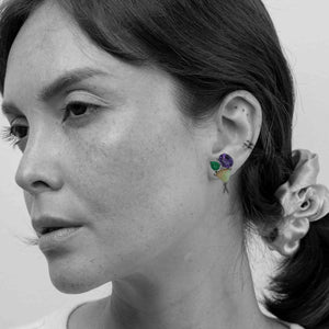 Mismatched Aquamarine, Opal and Zambian Emerald Wreath Earrings