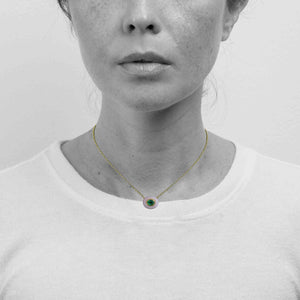 Zambian Emerald with Carved Pink Opal Frame Necklace