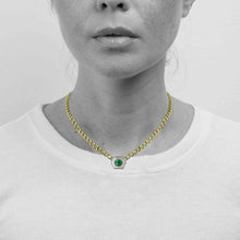 Load image into Gallery viewer, Zambian Emerald Mother of Pearl Hex Cuban Chain Necklace
