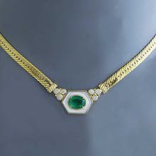 Load image into Gallery viewer, Zambian Emerald and Mother of Pearl Hex Necklace
