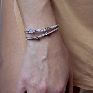 Diamond Pave Bangle with Offset Emerald Cuts