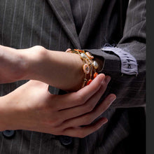 Load image into Gallery viewer, Coral, Keshi Pearl and Diamond Bangle
