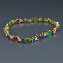 Load image into Gallery viewer, Burma Ruby and Zambian Emerald Hearts Tennis Bracelet
