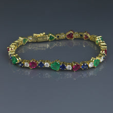 Load image into Gallery viewer, Burma Ruby and Zambian Emerald Hearts Tennis Bracelet
