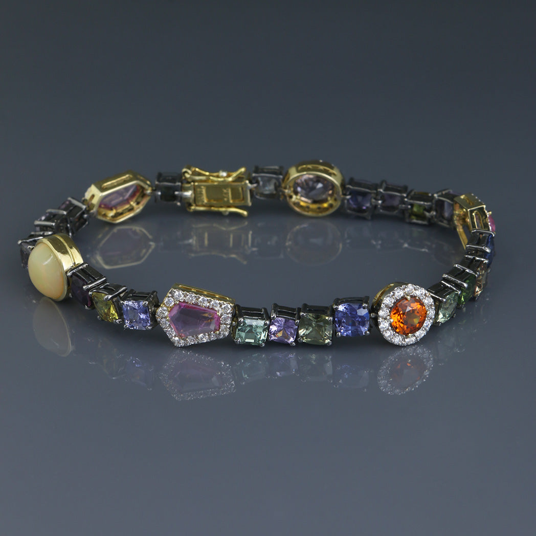 Fragment Multi Colored Sapphire, Spinel and Opal Tennis Bracelet