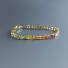 Load image into Gallery viewer, Ombre Rainbow Sapphire Fragement Tennis Bracelet
