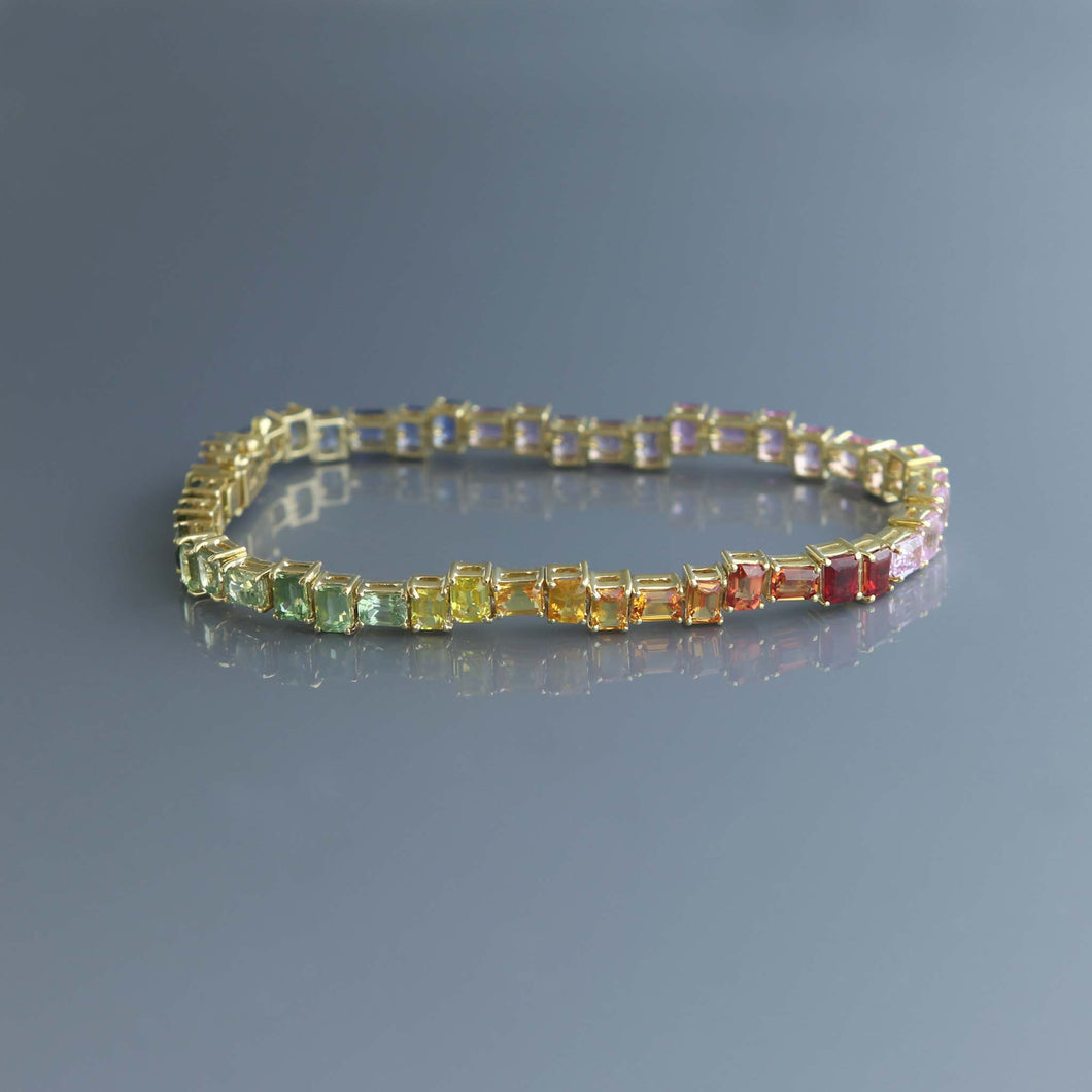 Ombre Rainbow Sapphire Fragement Tennis Bracelet