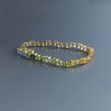 Load image into Gallery viewer, Ombre Rainbow Sapphire Fragement Tennis Bracelet
