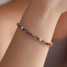 Load image into Gallery viewer, Ruby, Emerald, Sapphire and Diamond Tennis Bracelet
