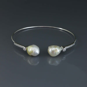 Champagne Keshi Diamond Wire Bangle