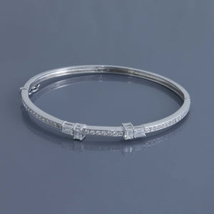Diamond Pave Bangle with Offset Emerald Cuts