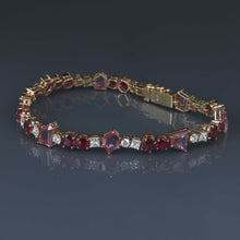 Load image into Gallery viewer, Polygon Pink Sapphire Burma Ruby and Diamond Tennis Bracelet
