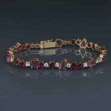 Load image into Gallery viewer, Polygon Pink Sapphire Burma Ruby and Diamond Tennis Bracelet
