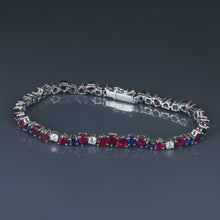 Load image into Gallery viewer, Ruby, Sapphire and Diamond Tennis Bracelet
