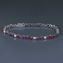 Load image into Gallery viewer, Ruby, Sapphire and Diamond Tennis Bracelet
