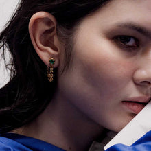 Load image into Gallery viewer, Zambian Emerald Hex Chain Drop Earrings
