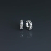 Load image into Gallery viewer, Double Line Diamond Hoops
