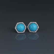 Load image into Gallery viewer, Hex Sleeping Beauty Turquoise Stud Earrings

