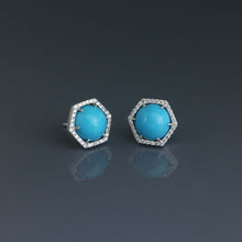 Load image into Gallery viewer, Hex Sleeping Beauty Turquoise Stud Earrings
