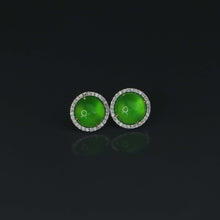 Load image into Gallery viewer, Zero Jadeite Jade and Diamond Stud Earrings
